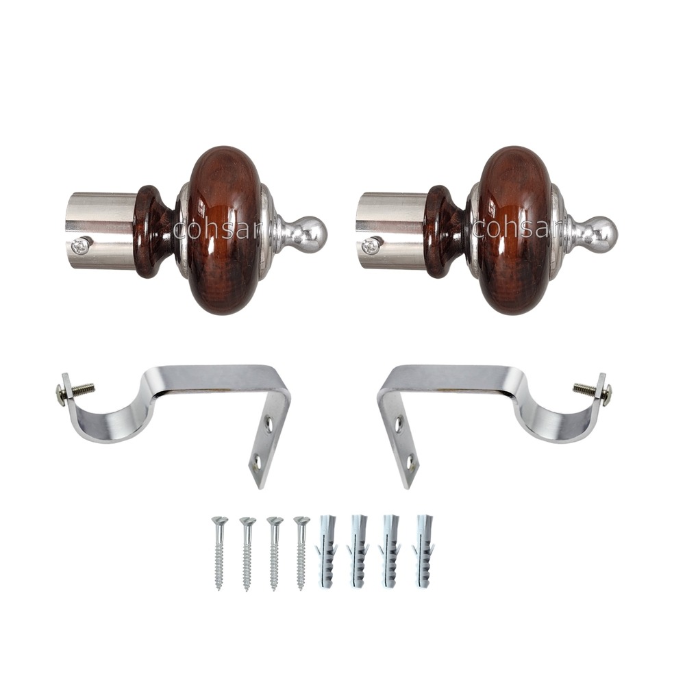 Curtain Brackets And Finials In Wood