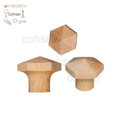 Natural Wood Door Knobs in Hexagon Shape