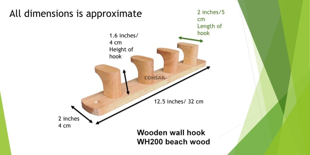 Wooden wall hook for mount on doors