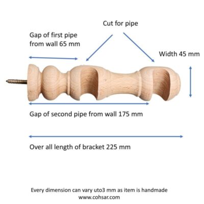 Handmade Wooden Square and round Brackets for Curtain Rods & Towel Rods - Pack of 1 piece, Only brackets