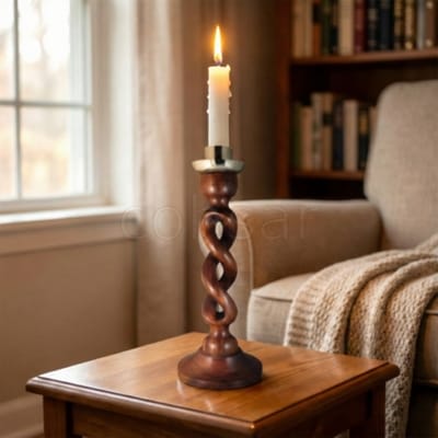 Hand-turned wooden candle holders